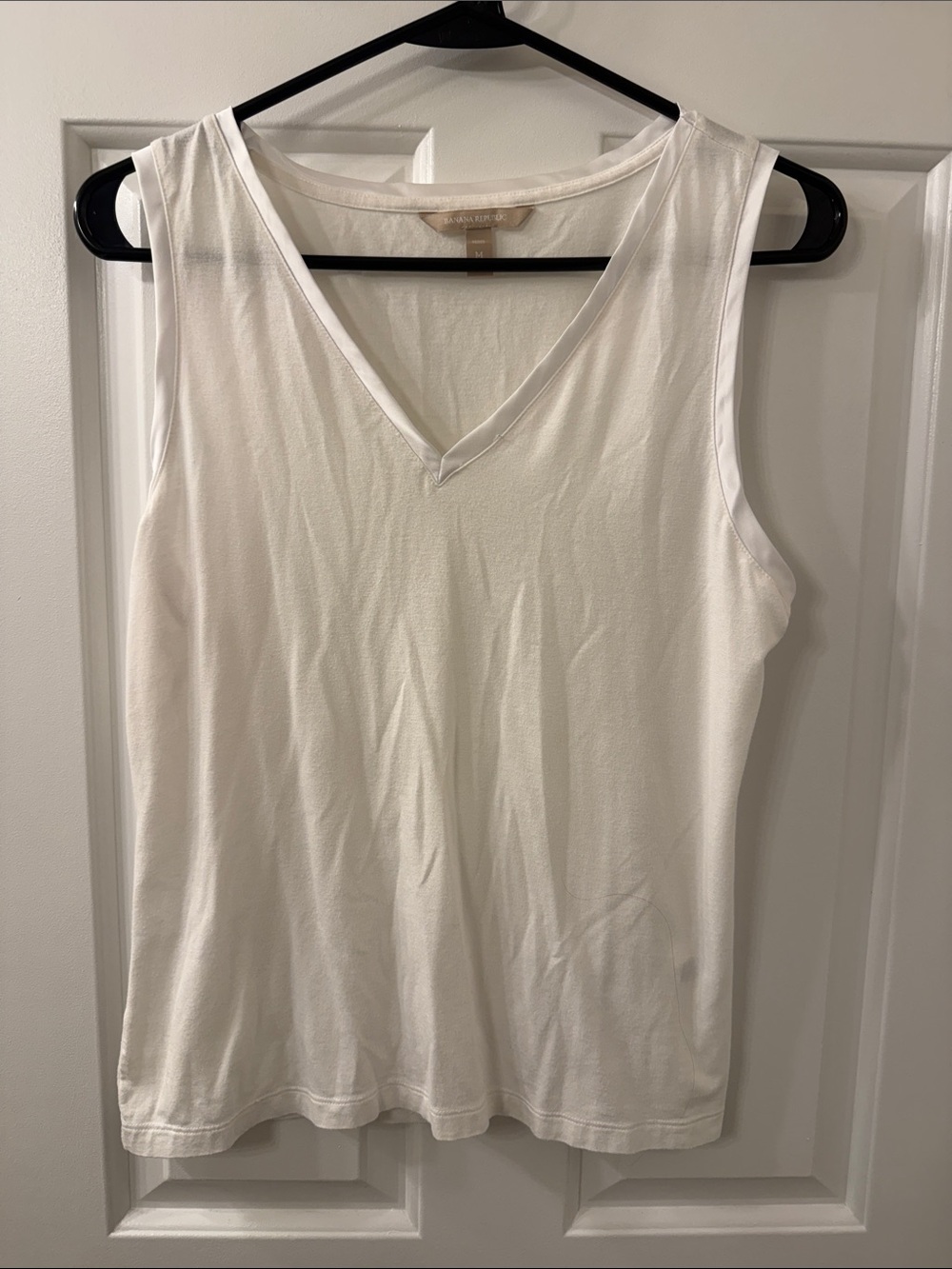 Banana Republic White V-Neck Tank Top